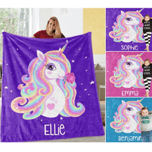 Load image into Gallery viewer, Personalized Magical Unicorn Fleece Blanket 01