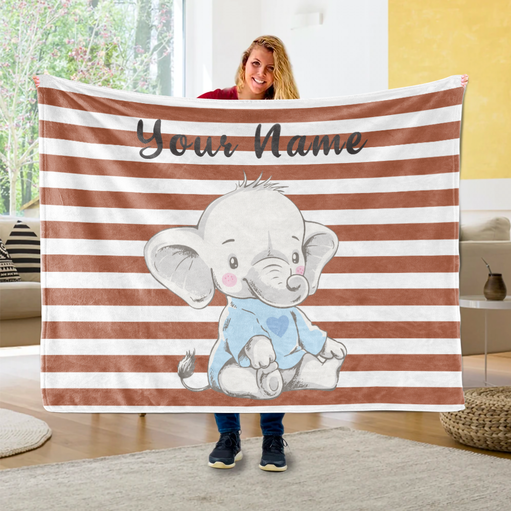 Personalized Baby Elephant Fleece Blanket I04 Oak Bay Online Store