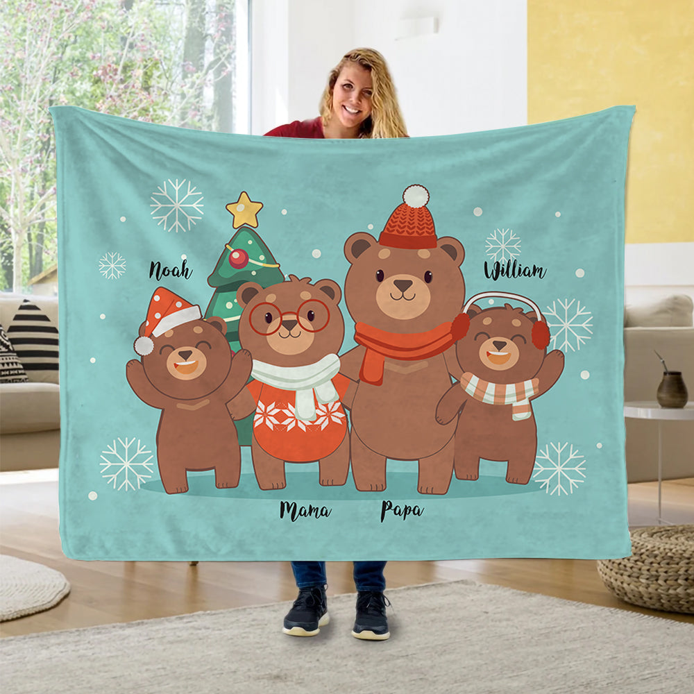 Personalized Family Bear Blanket I03 Oak Bay Online Store