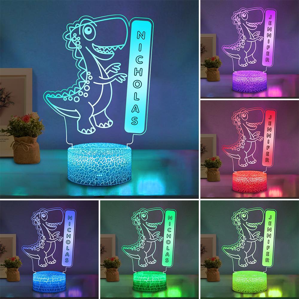Custom Dinosaur Night Lights with Name / 7 Color Changing LED Lamp 10 Oak Bay Online Store