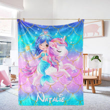 Load image into Gallery viewer, Personalized Magical Unicorn Fleece Blanket 09