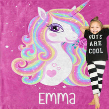 Load image into Gallery viewer, Personalized Magical Unicorn Fleece Blanket 01