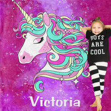 Load image into Gallery viewer, Personalized Magical Unicorn Fleece Blanket 07