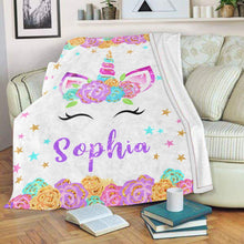Load image into Gallery viewer, Personalized Magical Unicorn Fleece Blanket 10