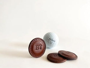 Monogrammed Leather Golf Ball Markers