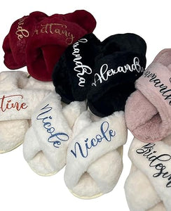 Name Customization Fluffy Slippers