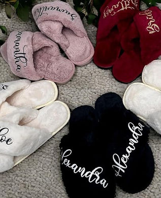 Name Customization Fluffy Slippers