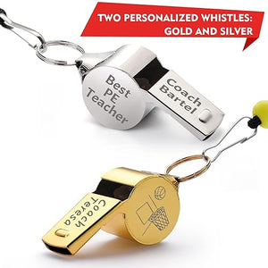 Personalized Coach Whistle with Lanyard, 2 PCS Stainless Steel Whistle