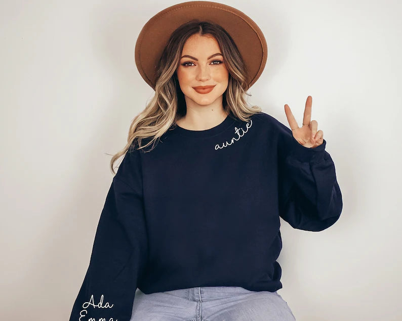 Custom Sweatshirt with Name on Sleeve Oak Bay Online Store