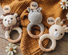 Load image into Gallery viewer, Personalized Animal Crochet Rattle