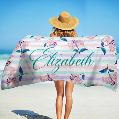 Personalized Beach Towels With Name II08- Floral