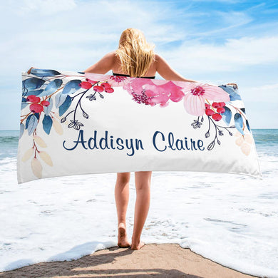 Personalized Beach Towels With Floral III10