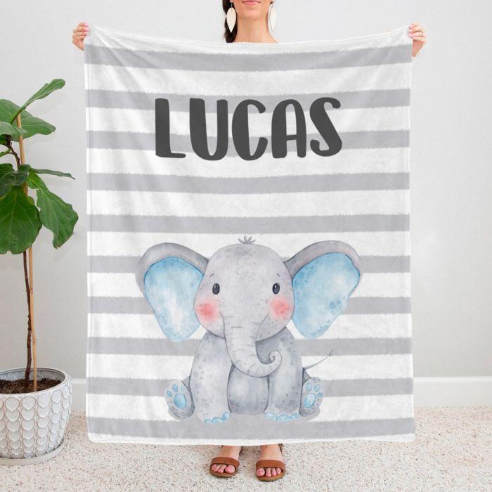 Personalized Elephant Blanket With Name III03