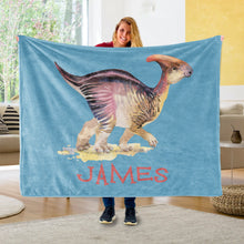 Load image into Gallery viewer, Custom Name Fleece Blanket Dinosaur IV03