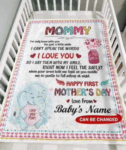 Personalized Elephant Blanket With Title and Name II07