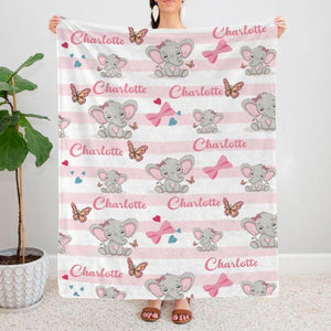 Personalized Elephant Blanket With Name III01
