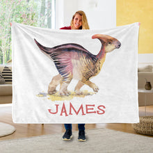 Load image into Gallery viewer, Custom Name Fleece Blanket Dinosaur IV03