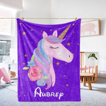 Load image into Gallery viewer, Personalized Magical Unicorn Fleece Blanket 12