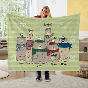 Personalized Family Bear Blanket I01