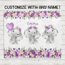 Load image into Gallery viewer, Personalized Name Fleece Blanket 19-Elephant