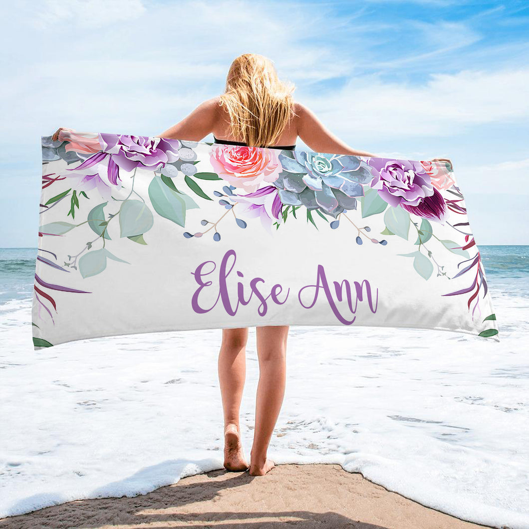 Personalized Beach Towels With Floral III01