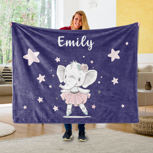 Personalized Baby Elephant Fleece Blanket I05