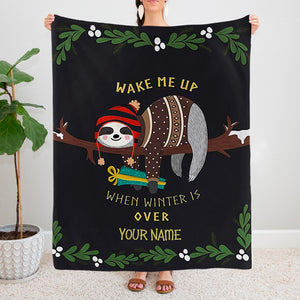 Personalized Sloth Fleece Blanket I01