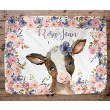Load image into Gallery viewer, Personalized Name Fleece Blanket-Cow I04