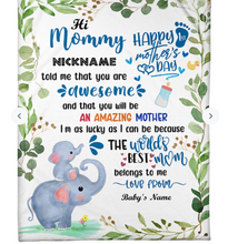 Load image into Gallery viewer, Personalized Elephant Blanket With Title and Name II01