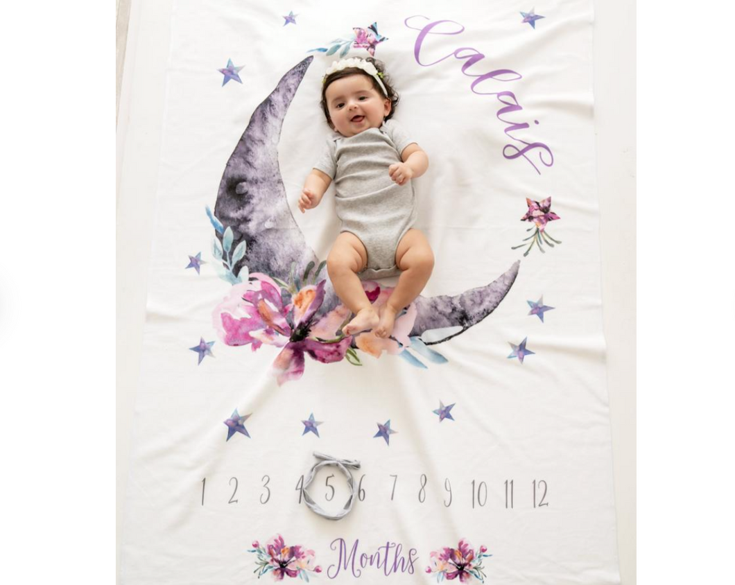 Personalized Baby Milestone Fleece Blanket I07