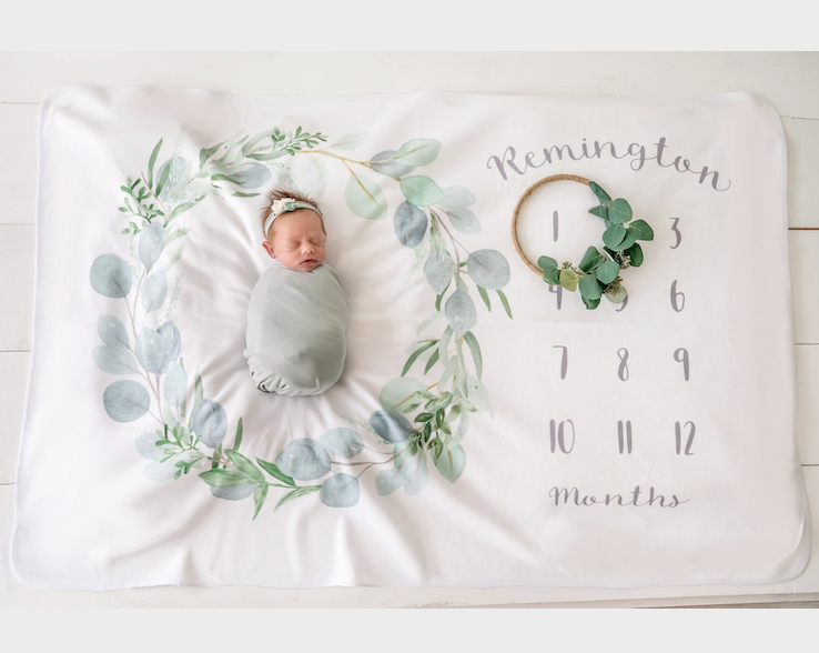 Personalized Baby Milestone Fleece Blanket I08