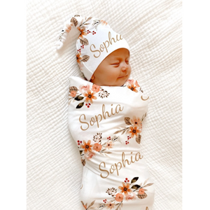 Baby Swaddle Fleece Blanket-Flower Orange