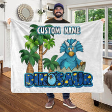 Load image into Gallery viewer, Custom Name Fleece Blanket Dinosaur II01