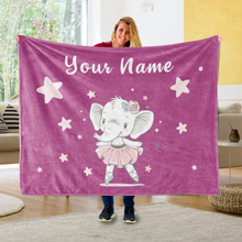 Load image into Gallery viewer, Personalized Baby Elephant Fleece Blanket I05