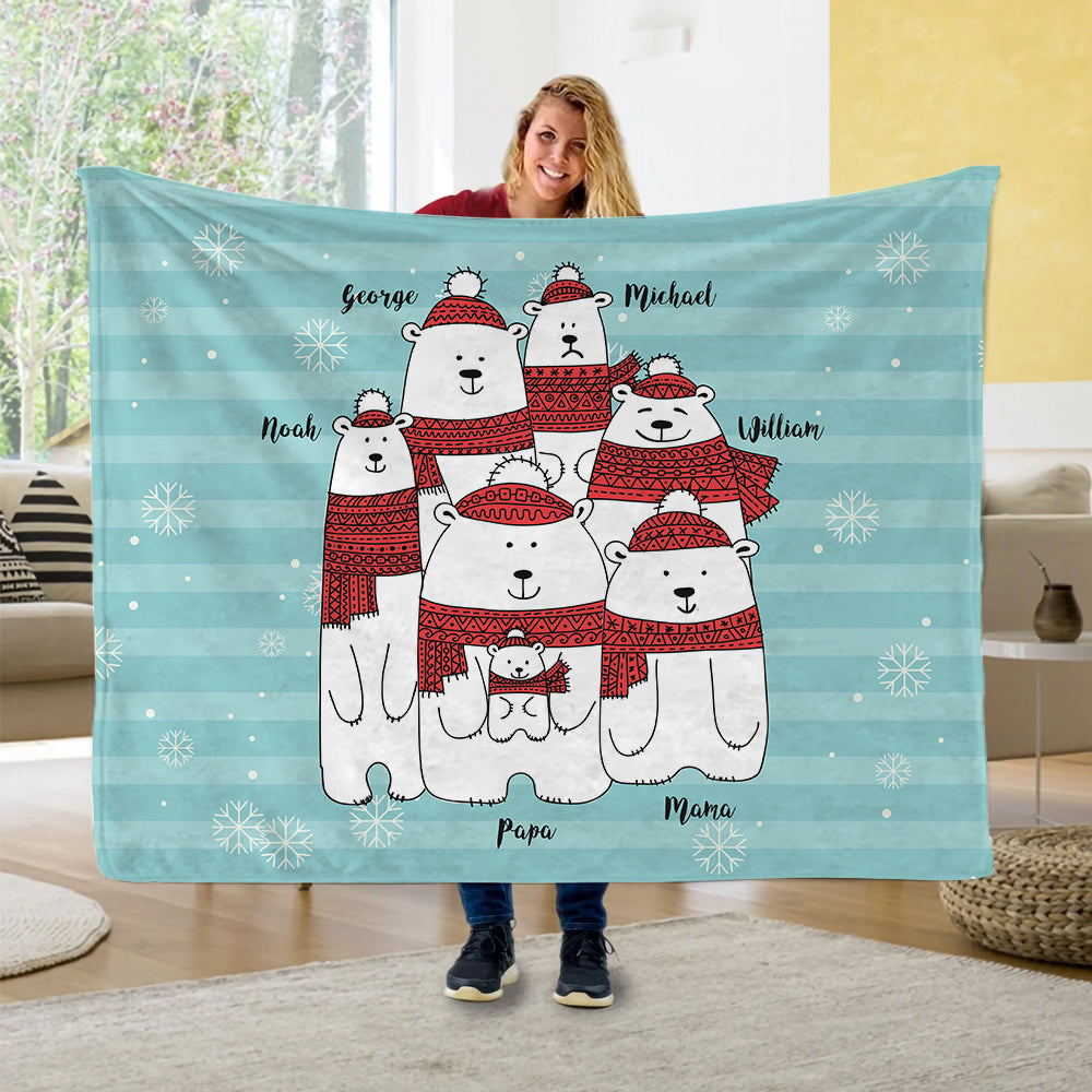 Personalized Family Bear Blanket I02