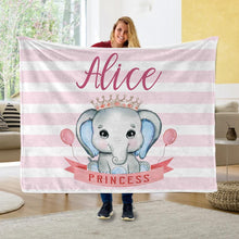 Load image into Gallery viewer, Personalized Elephant Blanket With Name III07