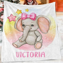 Load image into Gallery viewer, Custom Elephant Name Blanket I01