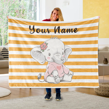 Load image into Gallery viewer, Personalized Baby Elephant Fleece Blanket I03