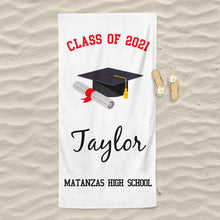Load image into Gallery viewer, Customized Name Graduation Beach Towel I04