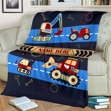 Load image into Gallery viewer, Custom Name Fleece Cartoon Car Blanket III12