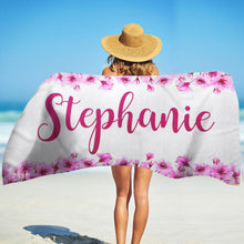 Load image into Gallery viewer, Personalized Beach Towels With Name II09- Floral Pink