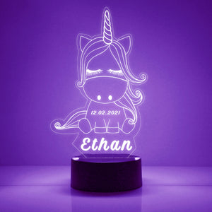 Custom Unicorn Night Lights with Name / 7 Color Changing LED Lamp V01