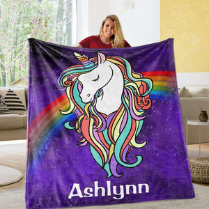 Personalized Magical Unicorn Fleece Blanket 02
