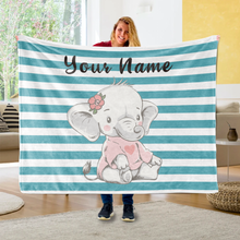 Load image into Gallery viewer, Personalized Baby Elephant Fleece Blanket I03