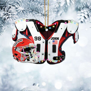 Personalized Football Shoulder Pads And Helmet Ornament