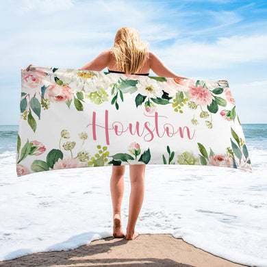 Personalized Beach Towels With Floral III03