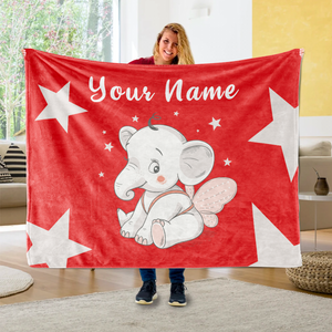 Personalized Baby Elephant Fleece Blanket I02