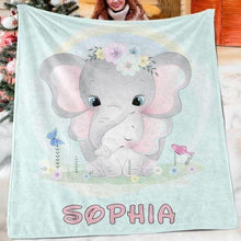 Load image into Gallery viewer, Custom Elephant Name Blanket I03