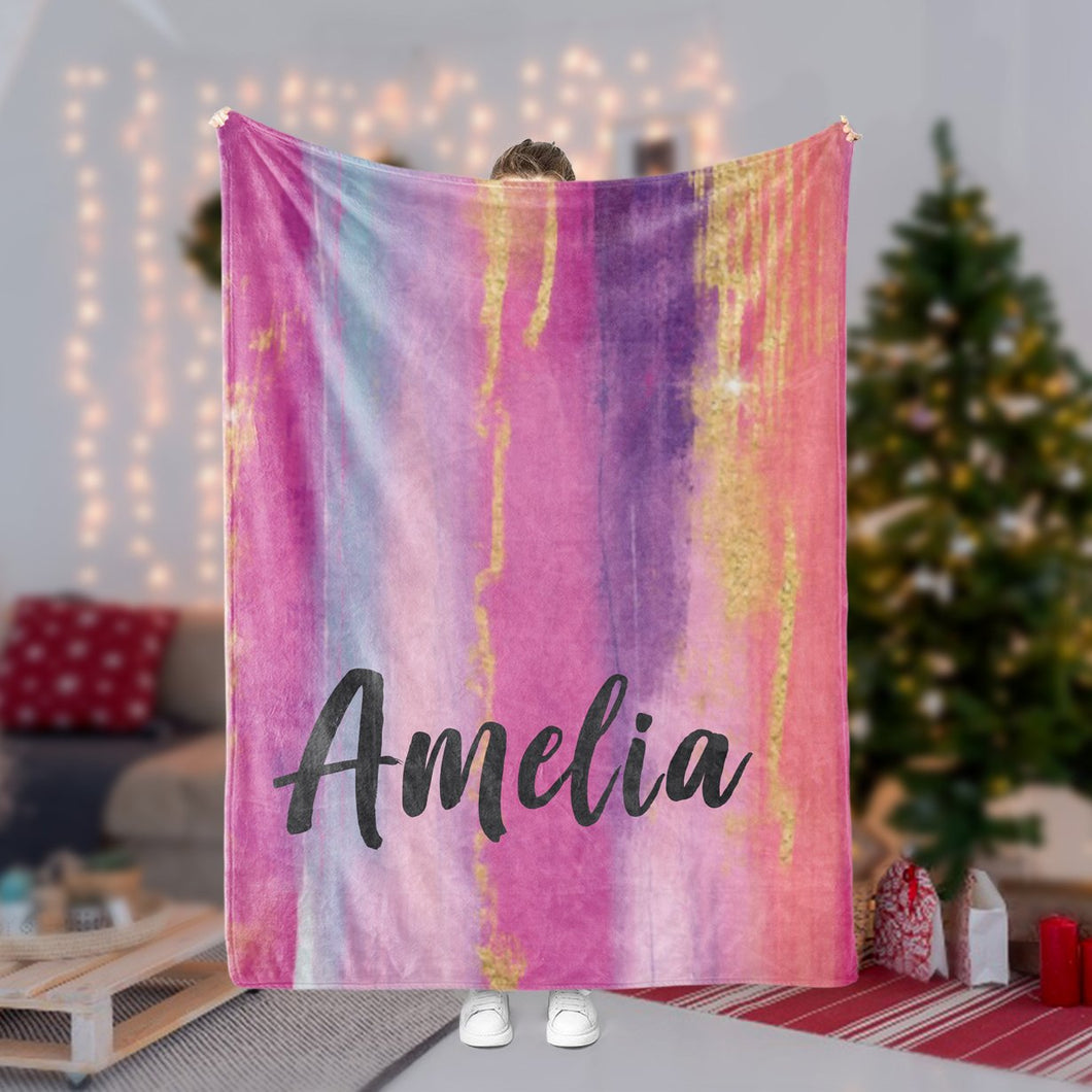 Personalized Christmas Water Color Blanket II41