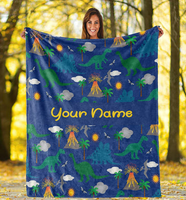 Custom Name Fleece Blanket 15 Dino Park